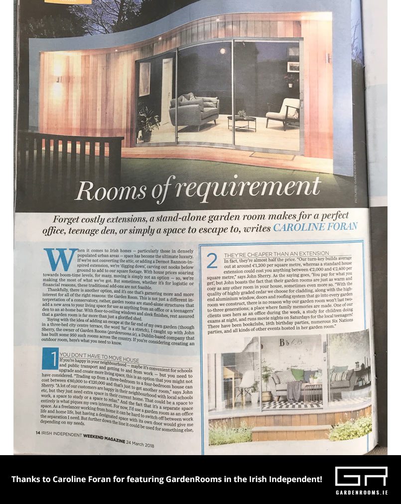 Garden Rooms of Requirement - Irish Independent Feature