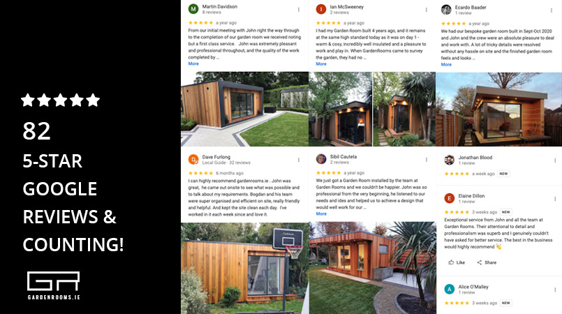 Garden Rooms Google Reviews 5 Stars - Dublin